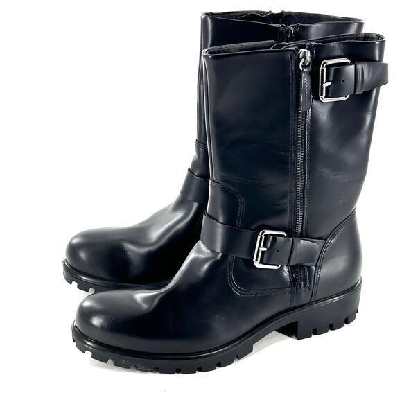 Ecco Modtray Moto Boots 5.5 36 Black NWOT Leather Ankle Booties Biker Grunge 90s - Picture 7 of 10